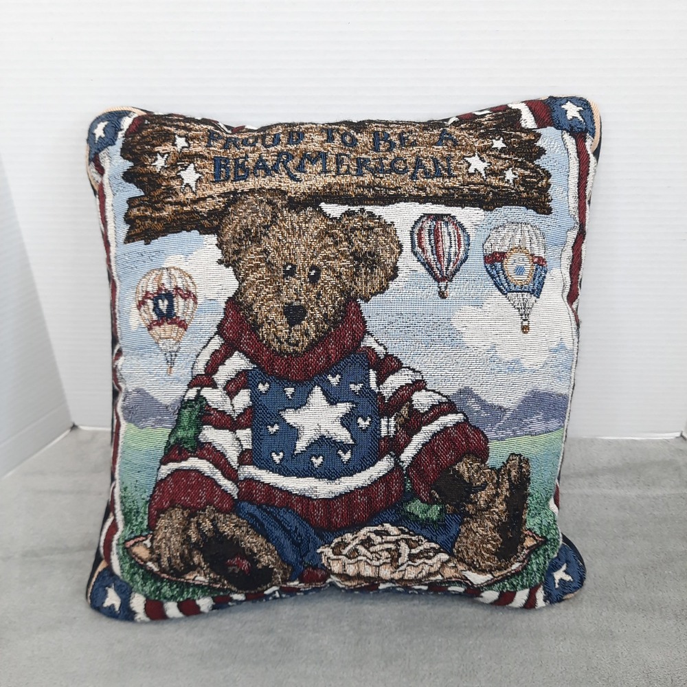 Boyds Bears Proud To Be A Bearmerican Patriotic Americana Tapestry Throw Pillow